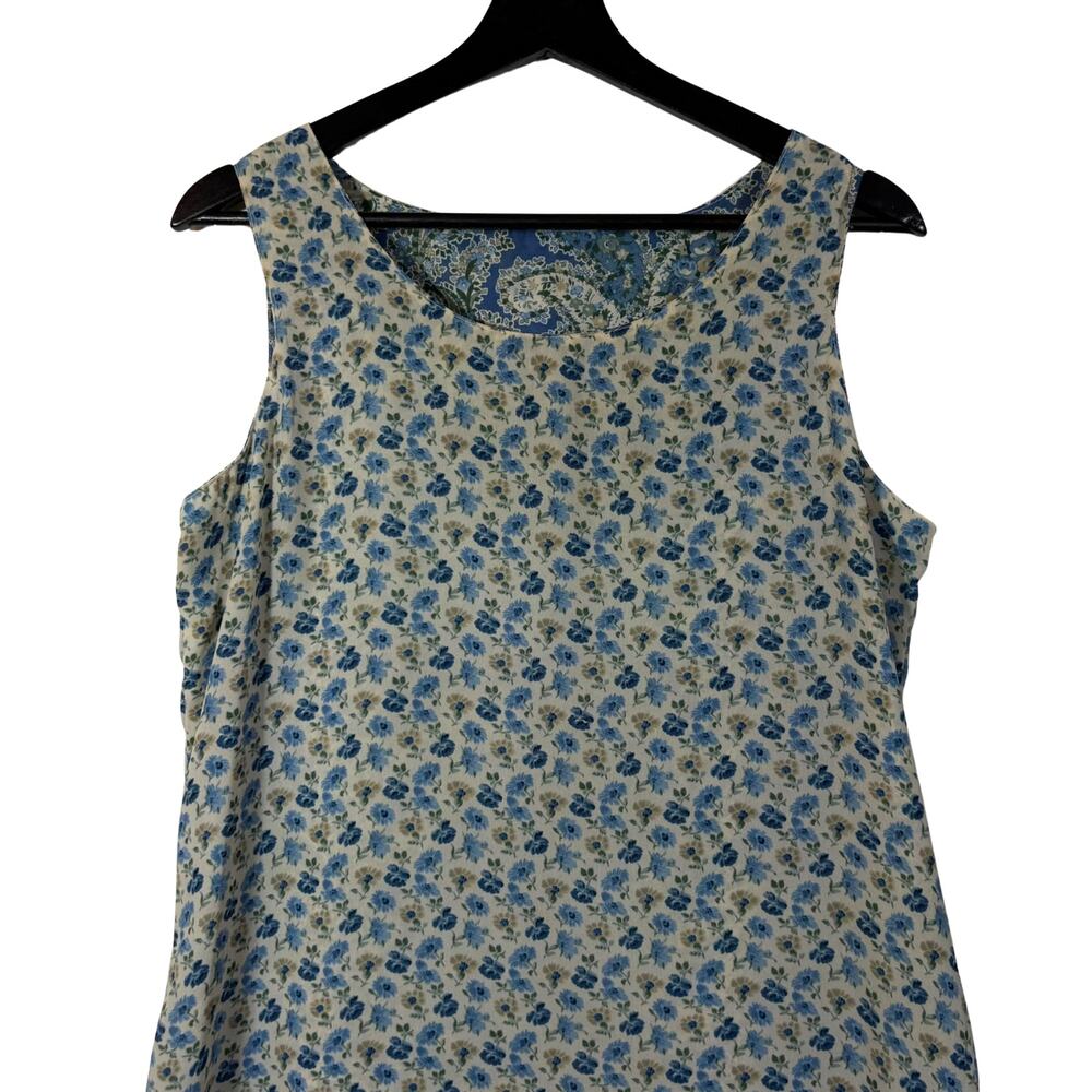 Reversible Blue Floral Dress 90s Tank Paisley Long Sleeveless Vintage Retro 10 - Picture 5 of 14